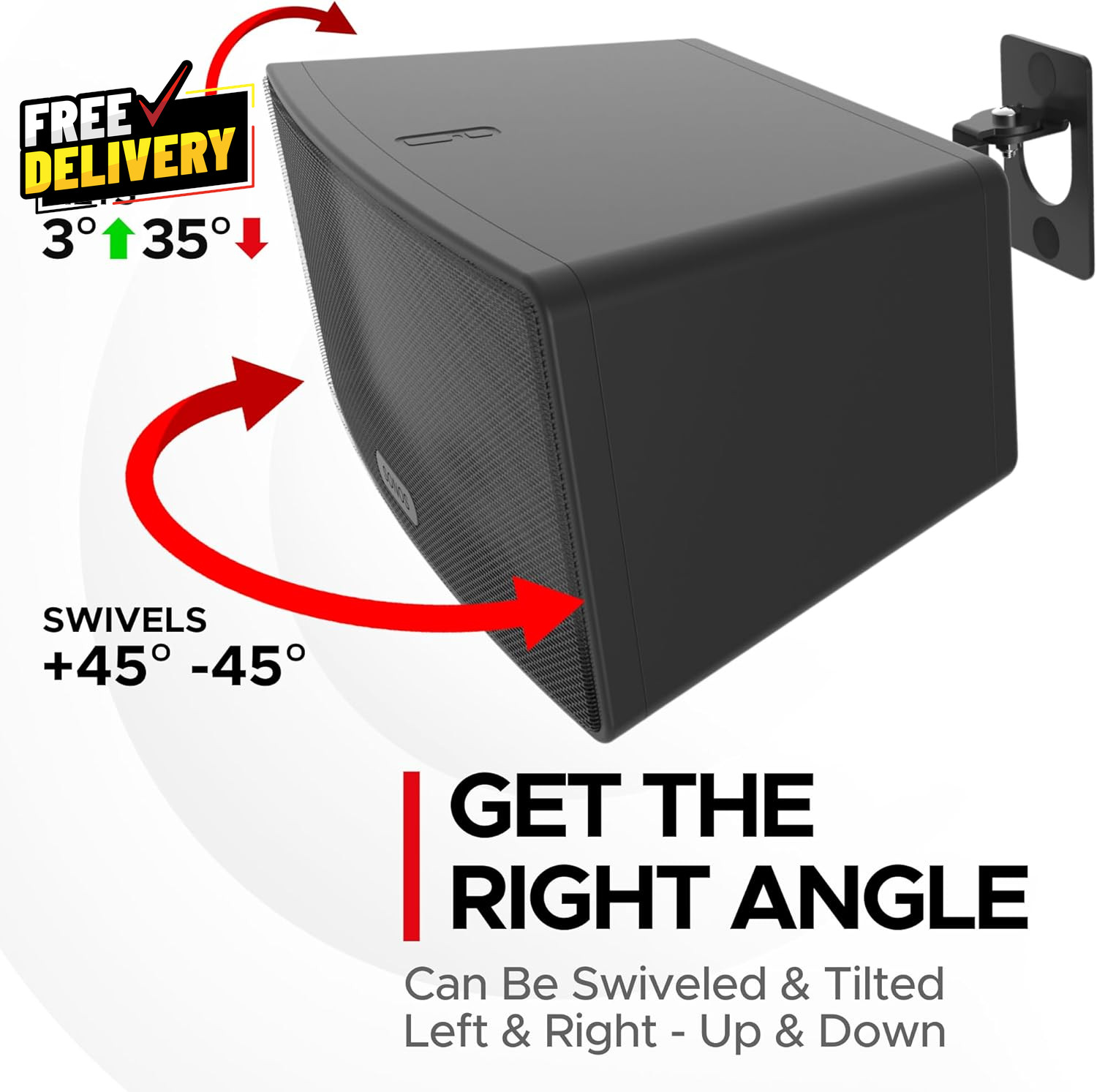 Play 3 Wall Mount Black Compatible with Sonos Play:3 Adjustable Swivel & Tilt...