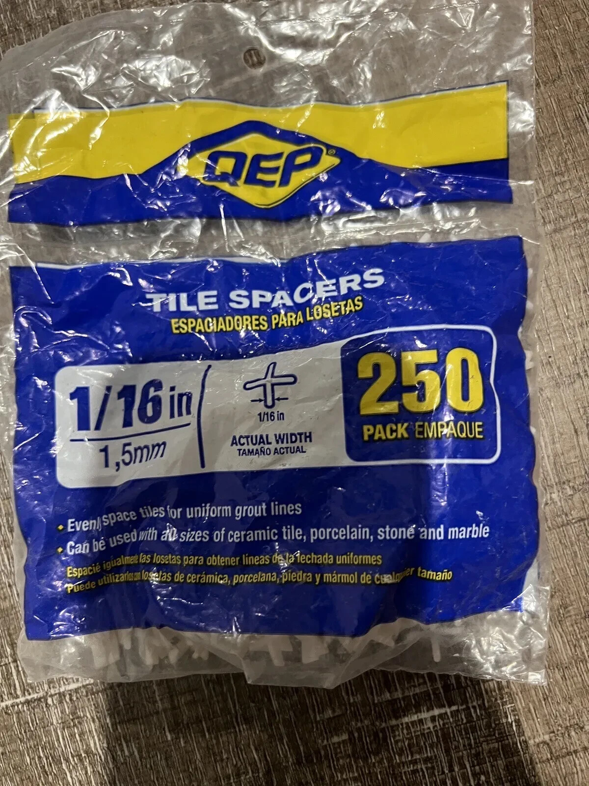 QEP 10006Q 1/16-Inch Tile Spacers for Spacing of Floor or Wall Tiles 250-Pieces