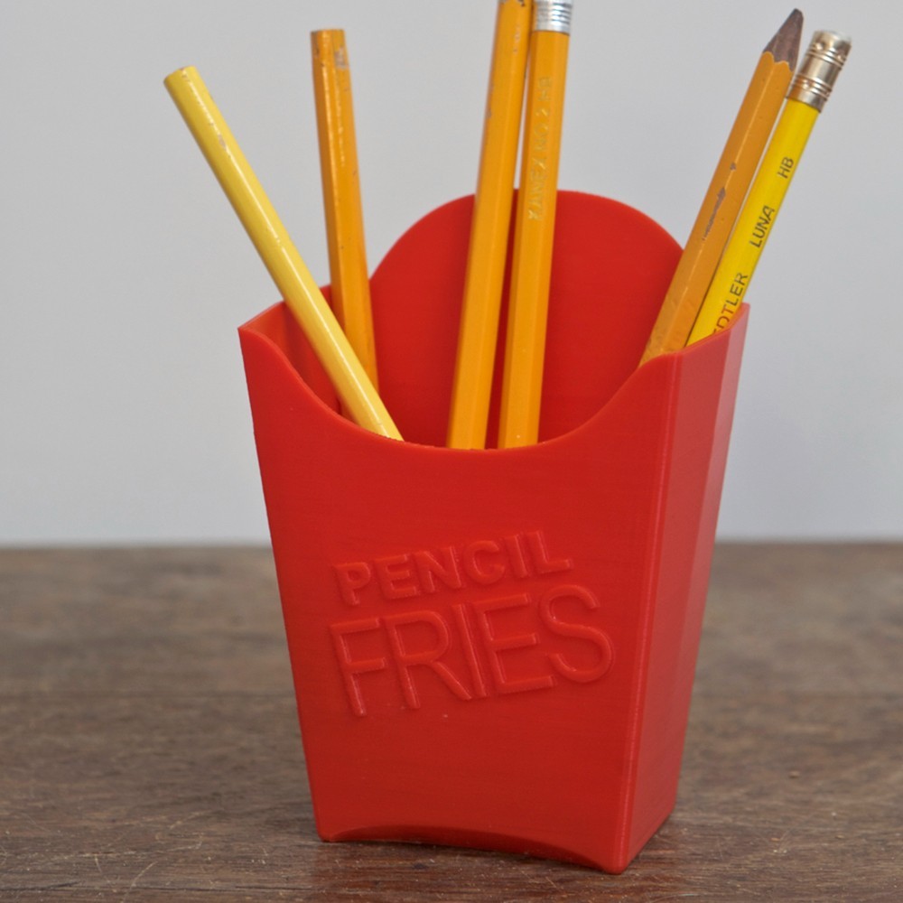 Fun French Fry Box Pencil Holder – Desk Organizer, Cute Fast Food Themed