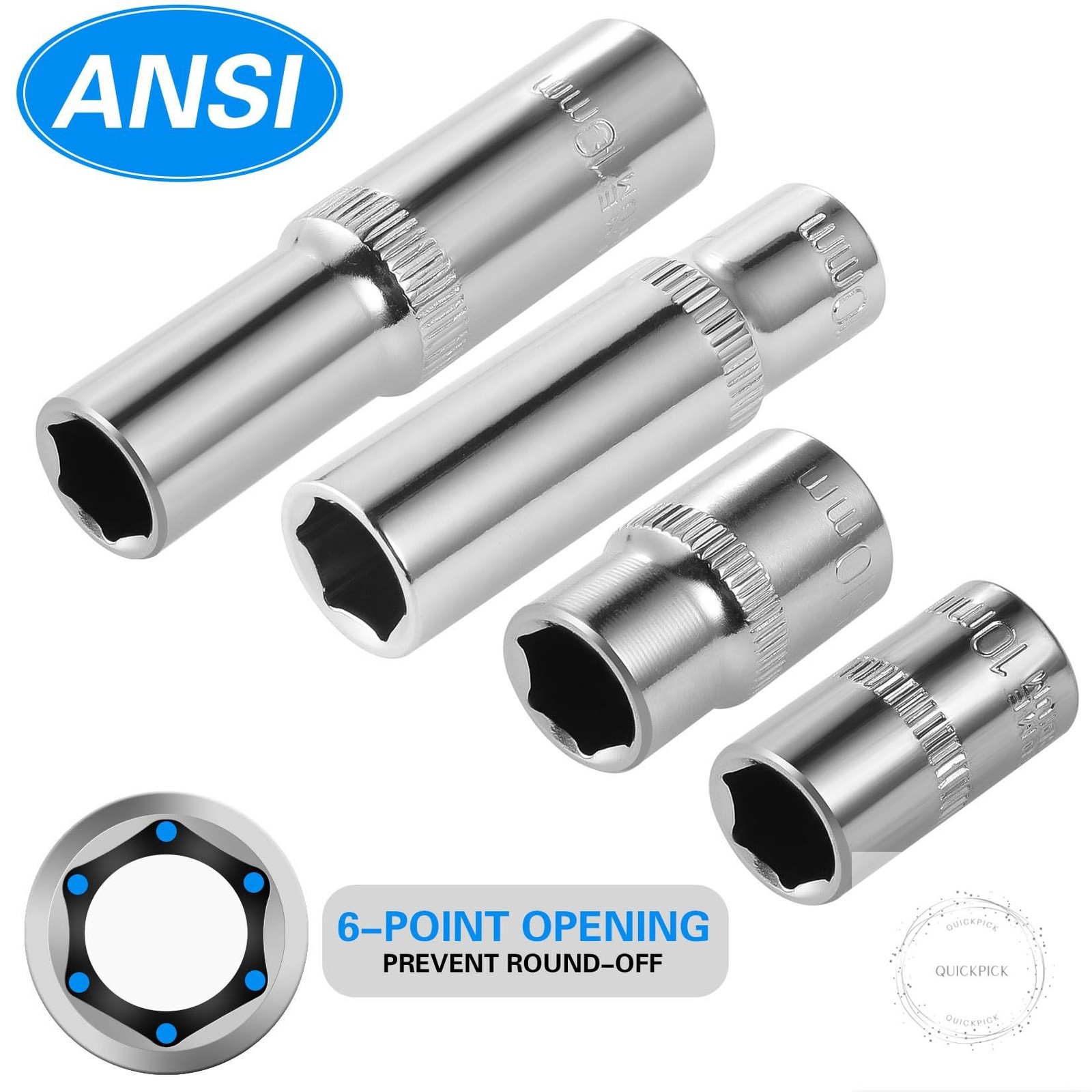 [10-Piece] 10mm Socket Set, 1/4-Inch & 3/8-Inch Drive Impact Socket, 6-Point &