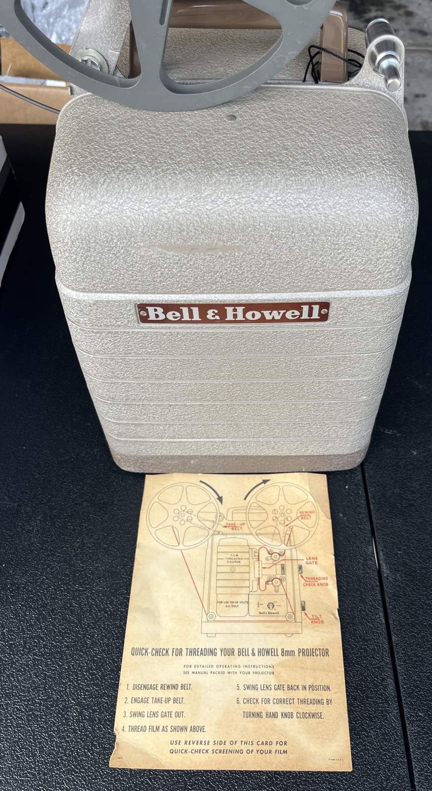Vintage 1950's Bell & Howell Model 253A 8MM Projector 500 Watt Lamp 115 Volt