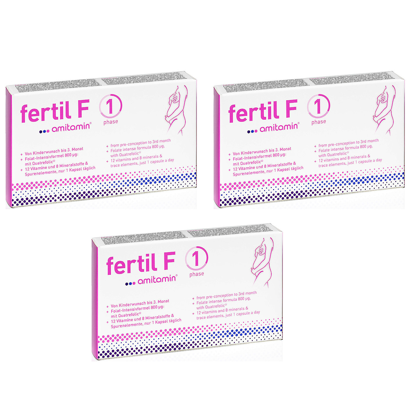 Fertil F Phase 1 - 90 Capsules - Amitamin - Women Fertility - WORLDWIDE SHIPPING
