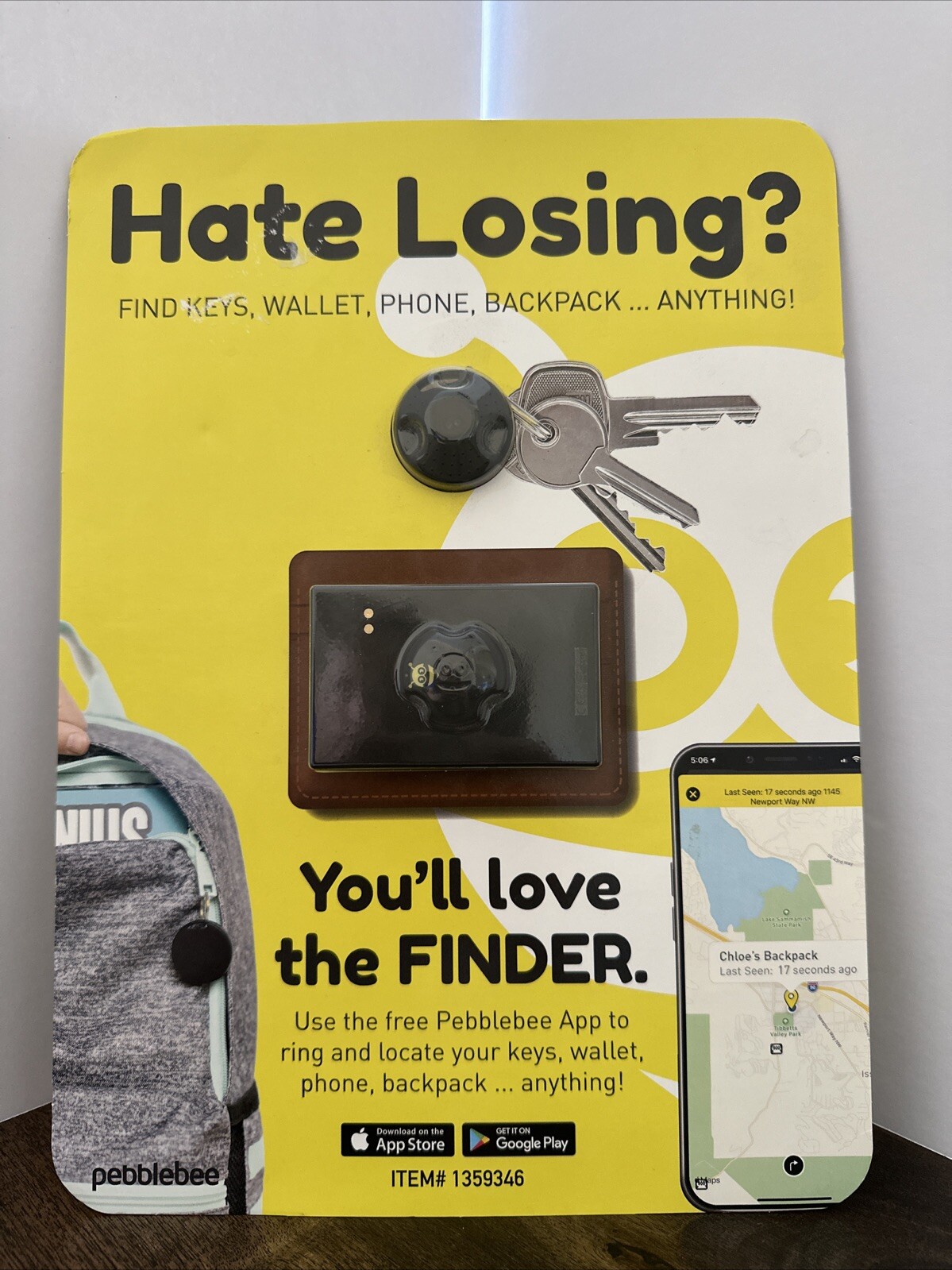 Pebblebee The FINDER Find Lost Keys Wallet Anything! brand new