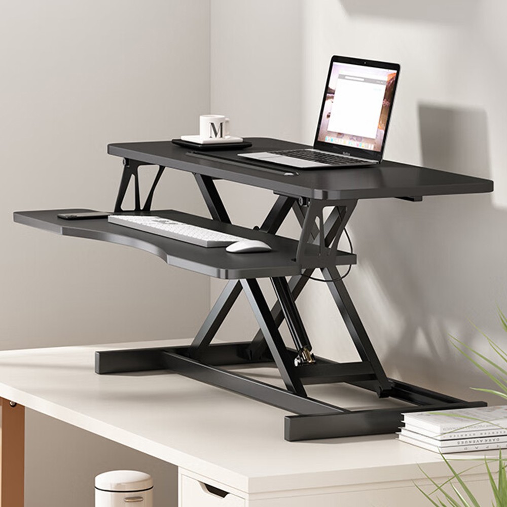 32 Inch Height Adjustable Computer Desk w/ Wide Keyboard Tray, BLACK
