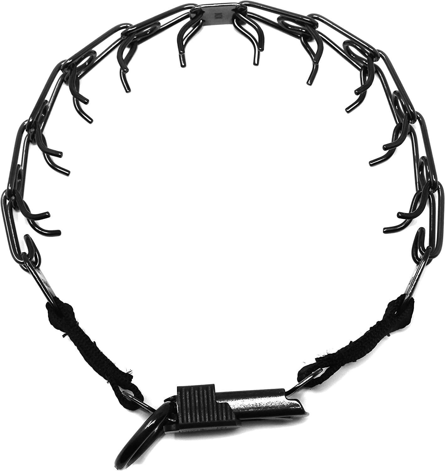 Black Stainless Steel Prong Dog Training Collar Quick Release 2.25mm 16in