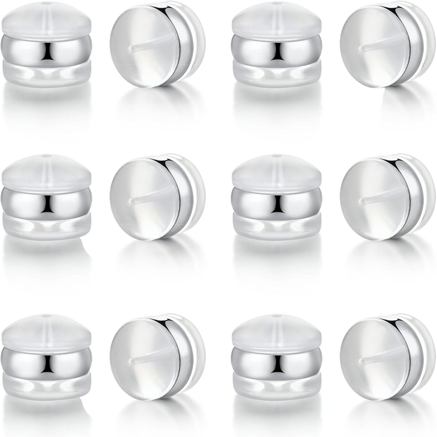 Silicone Earring Backs, 18K Gold Plated, Secure Locking for Heavy Earrings,