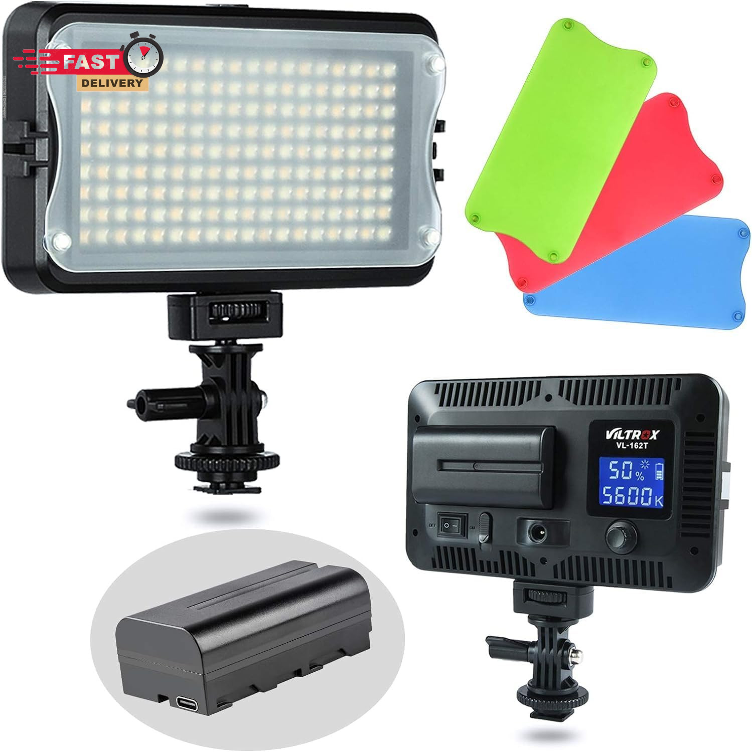 VILTROX VL-162T CRI95+ LED Video Light, Portable Camera Photo Light Panel Dimmab