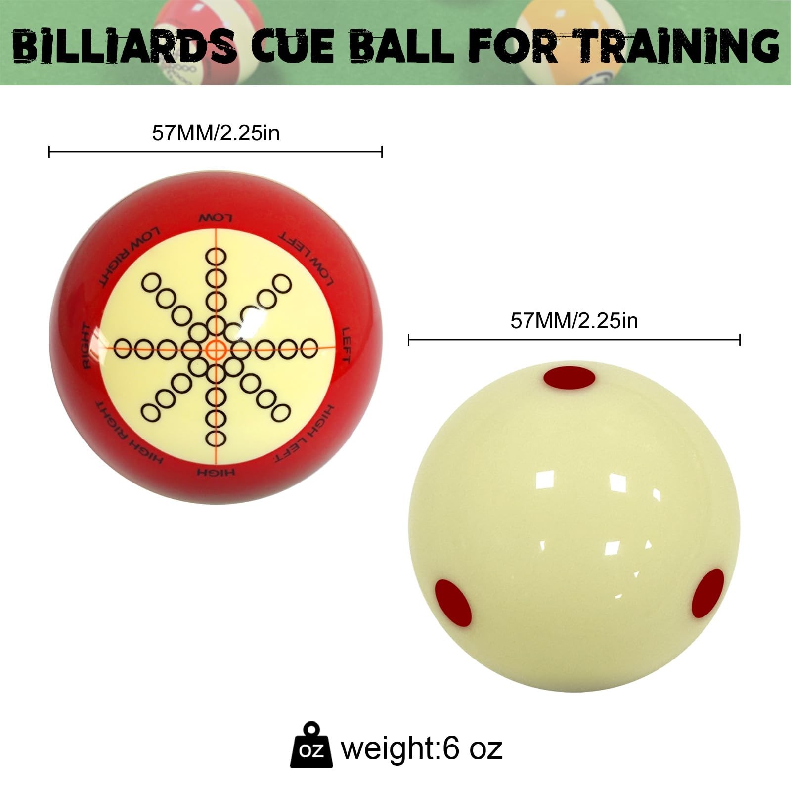Pool Cue 2-1/4" Standard Size Billiard Cue for Training