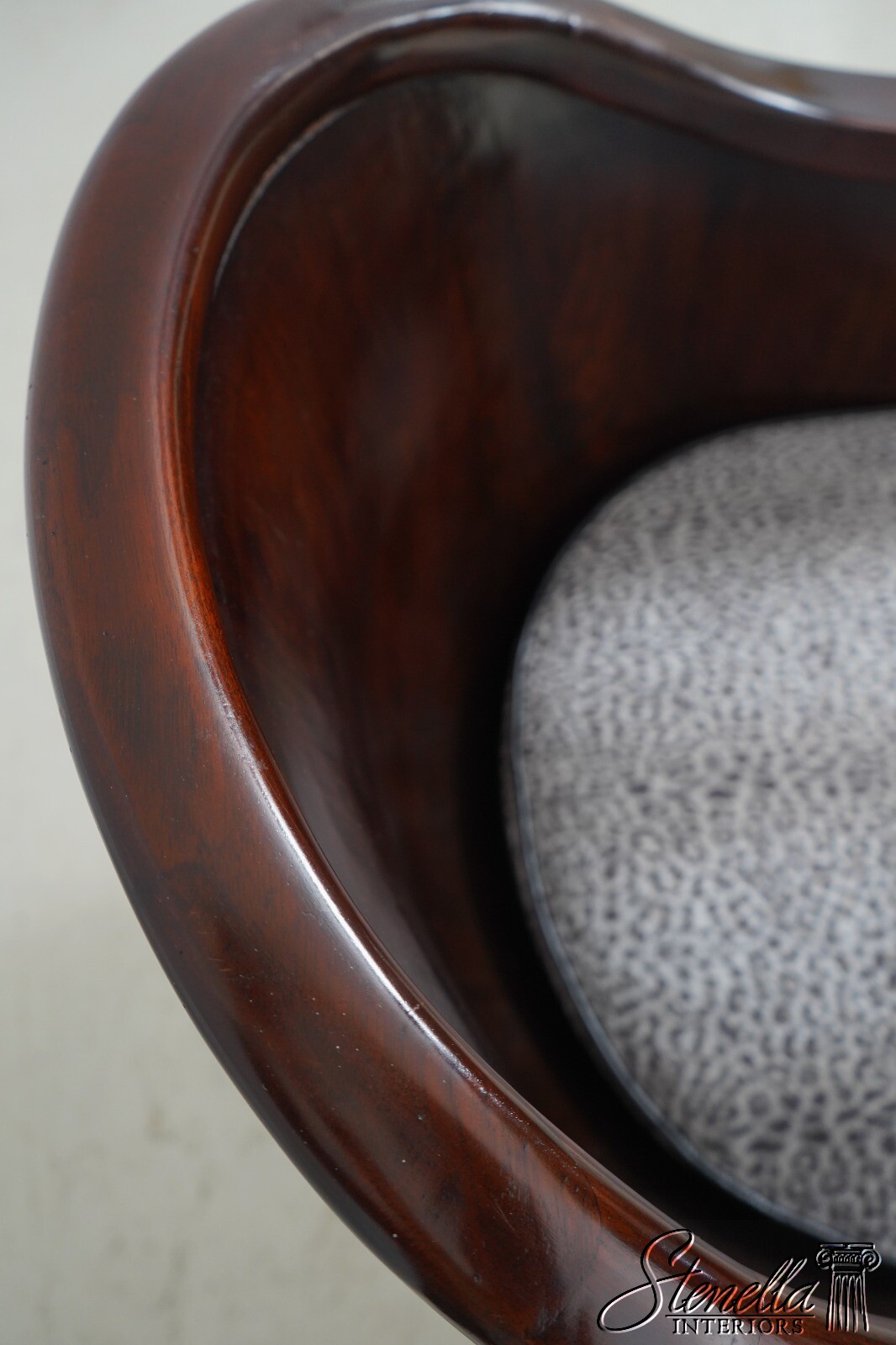 F62511EC: Monumental Ornately Carved Throne Chair w. Upholstered Seat