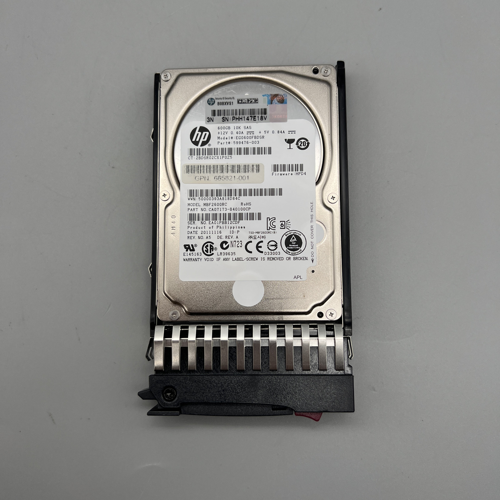 HP 600GB 10K SAS 2.5" with tray HOT-pluggable 599476-003 665821-001 666438-001