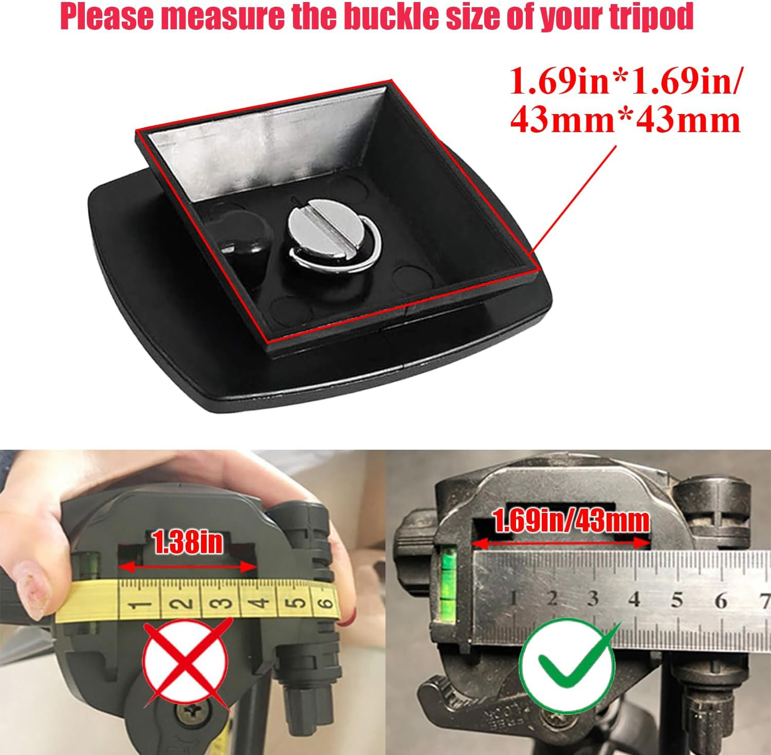 2-Pack Universal 43X43Mm Quick Release Plate Set for Velbon Tripods, Compatible