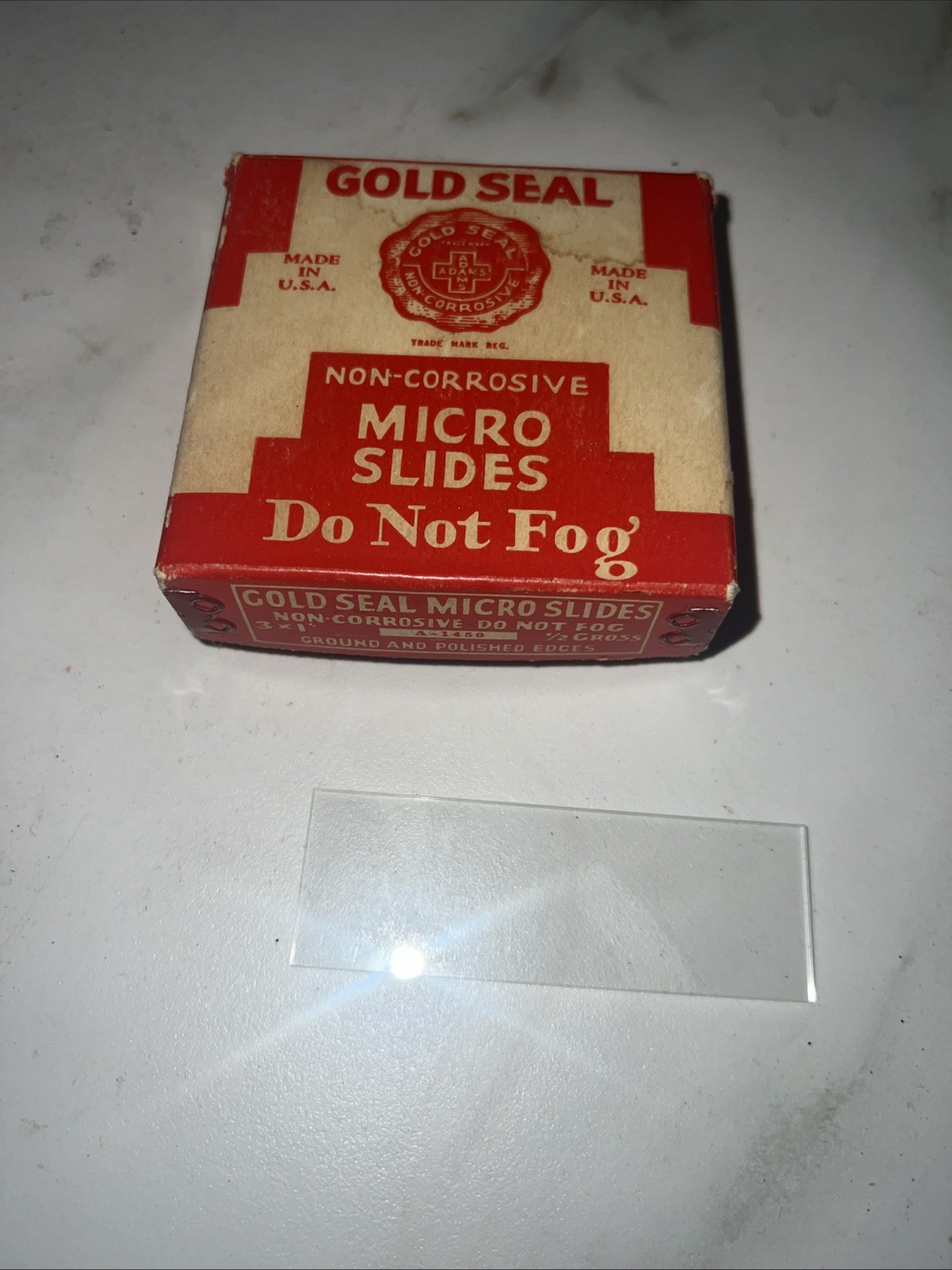 Vintage Gold Seal  Micro Slides Non Corrosive 72 Slides Do Not Fog