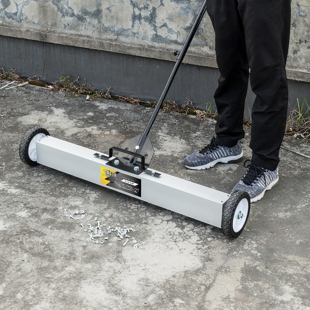 24-Inch Rolling Magnetic Pick-Up Sweeper with Adjustable Long Handle and Wheels