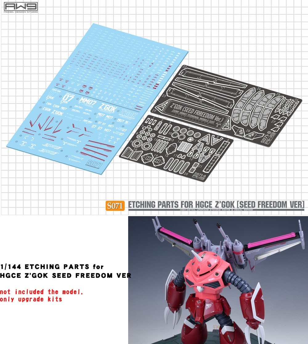 For 1/144 HGCE Z'GOK Seed Freedom VER Detail-Up Parts PE+Decal S71