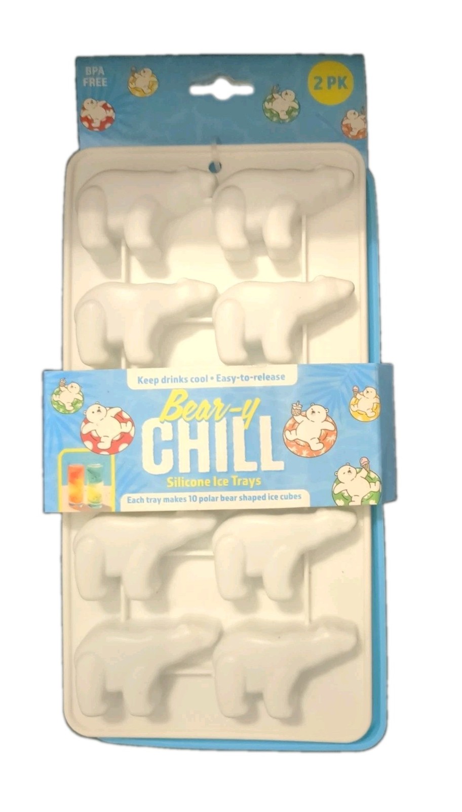Evriholder Brand:"Bear-y Chill" Silicone Polar Bear Mold Set, New, Free Shipping