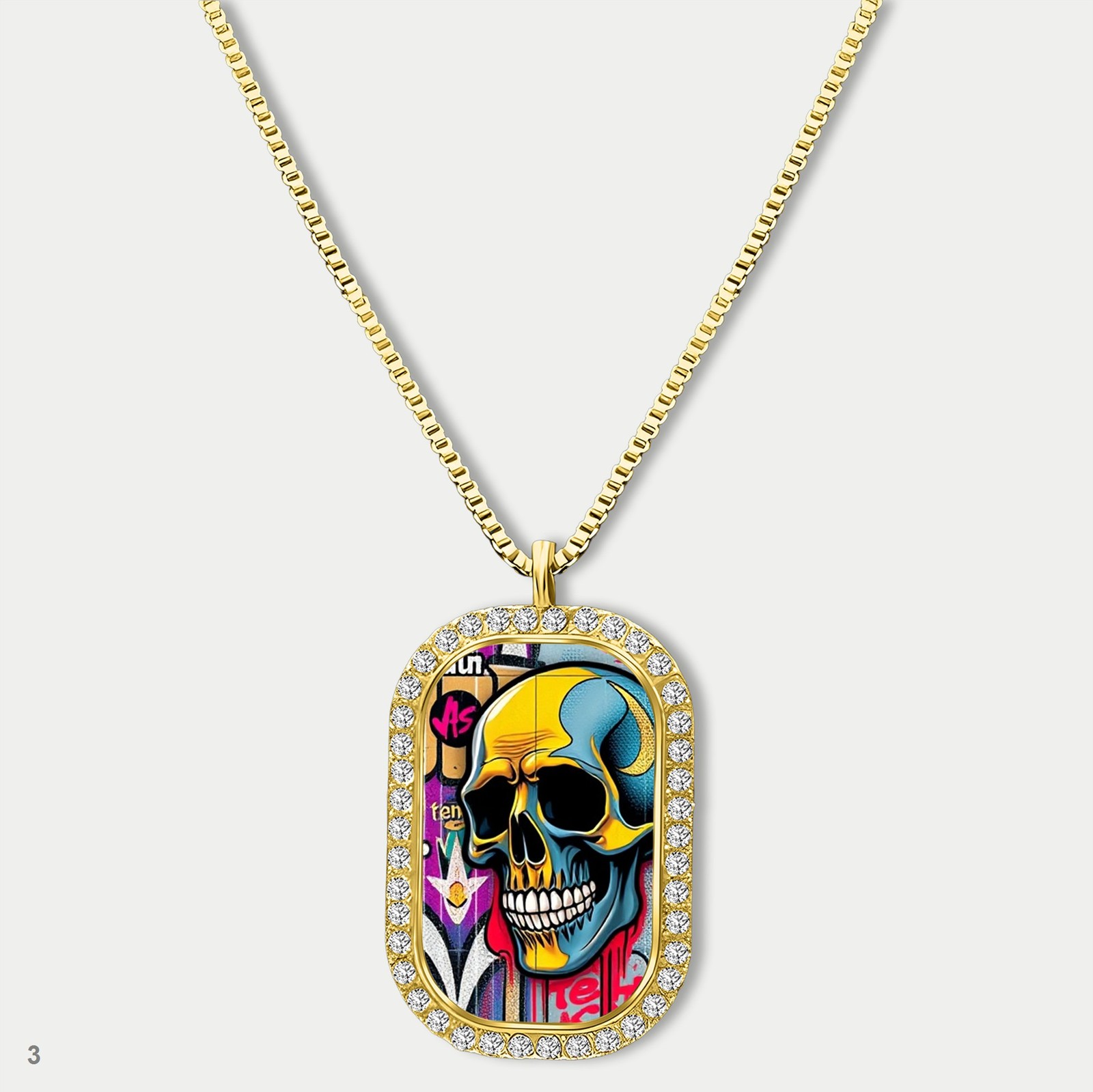 Amazing Skeleton Graffiti Skull Fashion Pendant Necklace Chain Photo Dog Tag Cha
