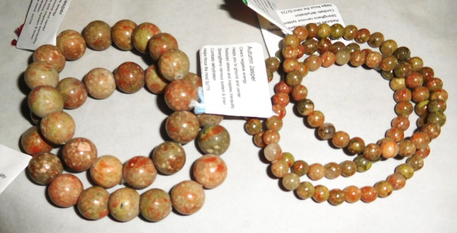 Natural Gemstone Autumn Jasper Round Bead Bracelets by Healing Light Stones