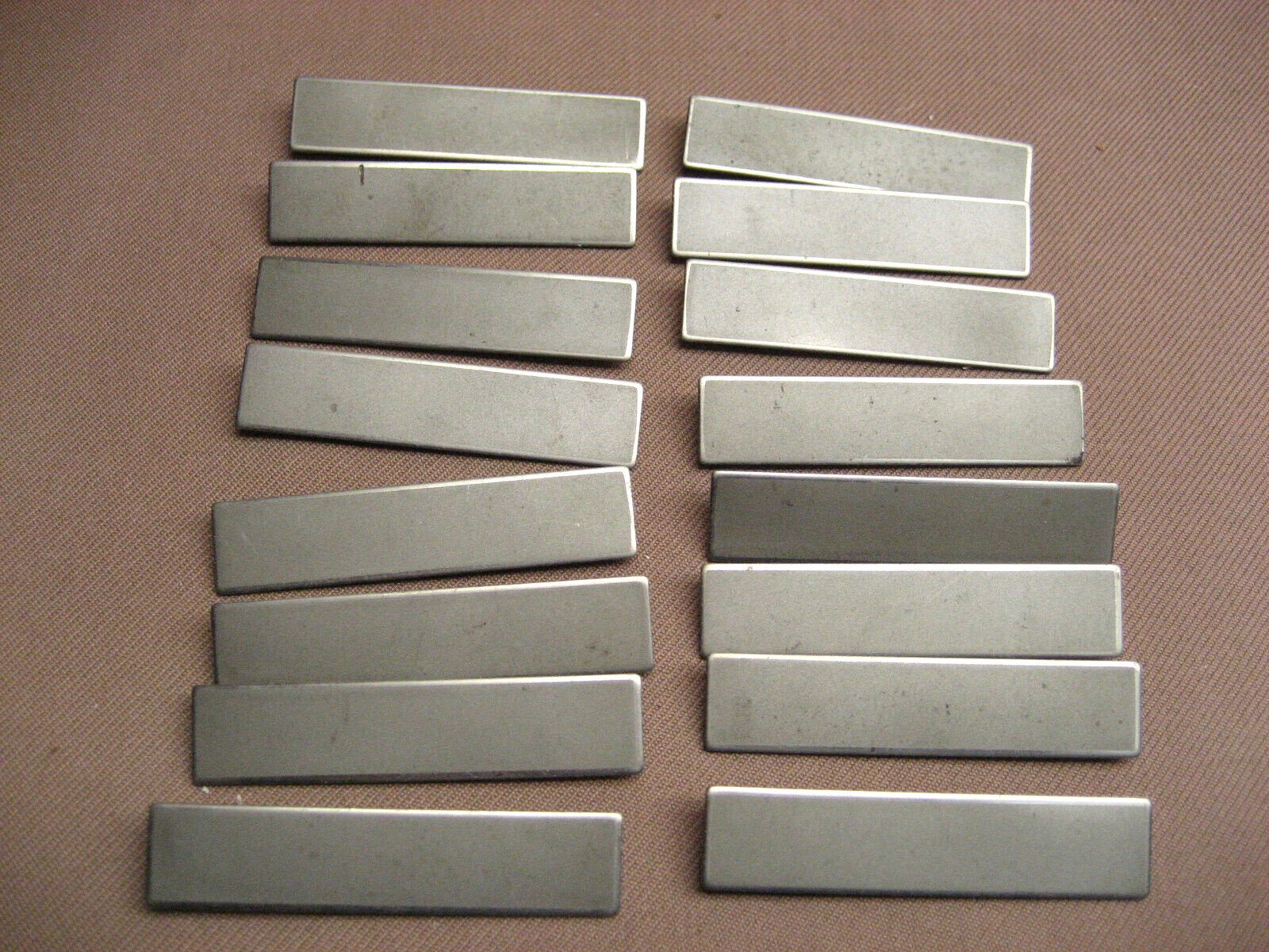 Lot of 16 Vintage Satin Nickel NAME BLANK BADGES 2-3/8"x1/2" with Safety Pins