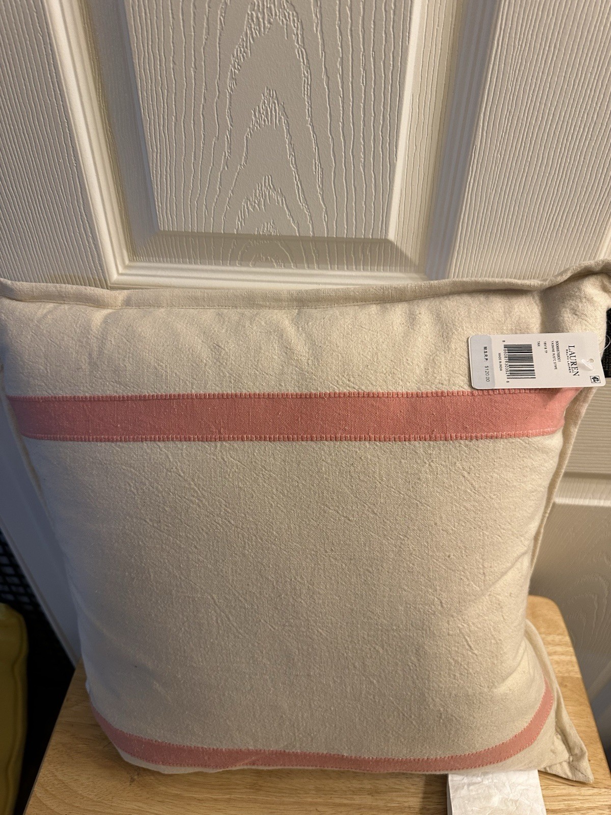NWT Ralph Lauren Yasmine Rustic Stripe Tan Decorative Throw Pillow 18"x 18"