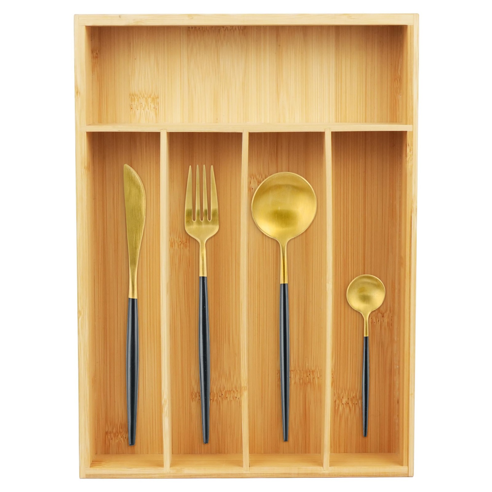 LotFancy Bamboo Kitchen Drawer Organizer, 9.5 Inch Silverware Light