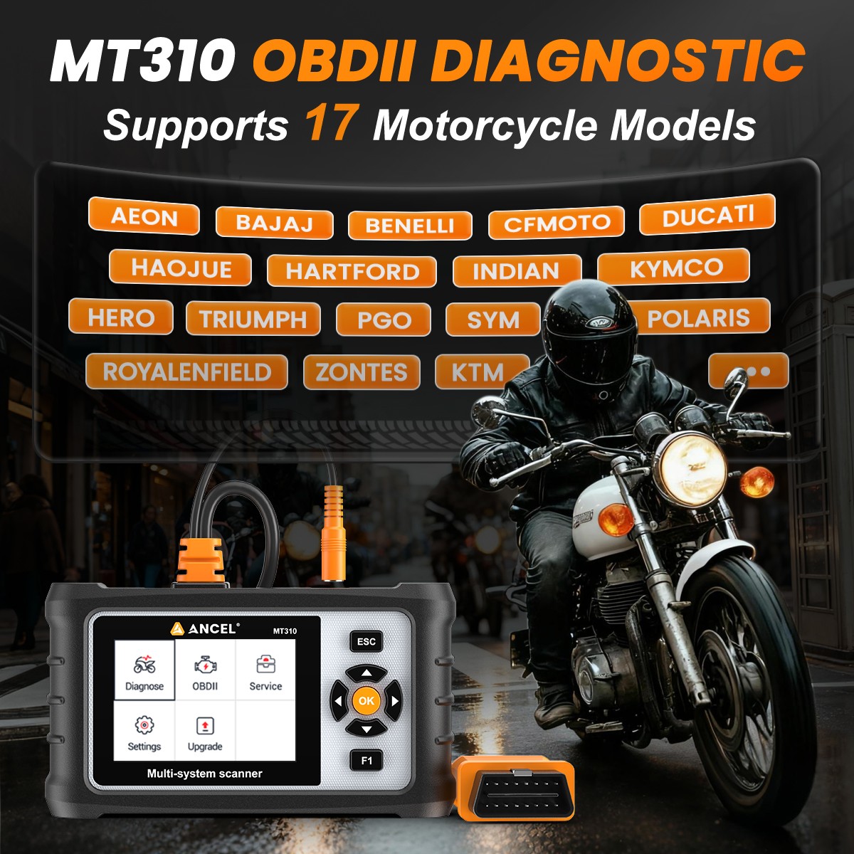 Motorcycle Scanner Full System Diagnosis Read Clear Fault Codes Service Reset