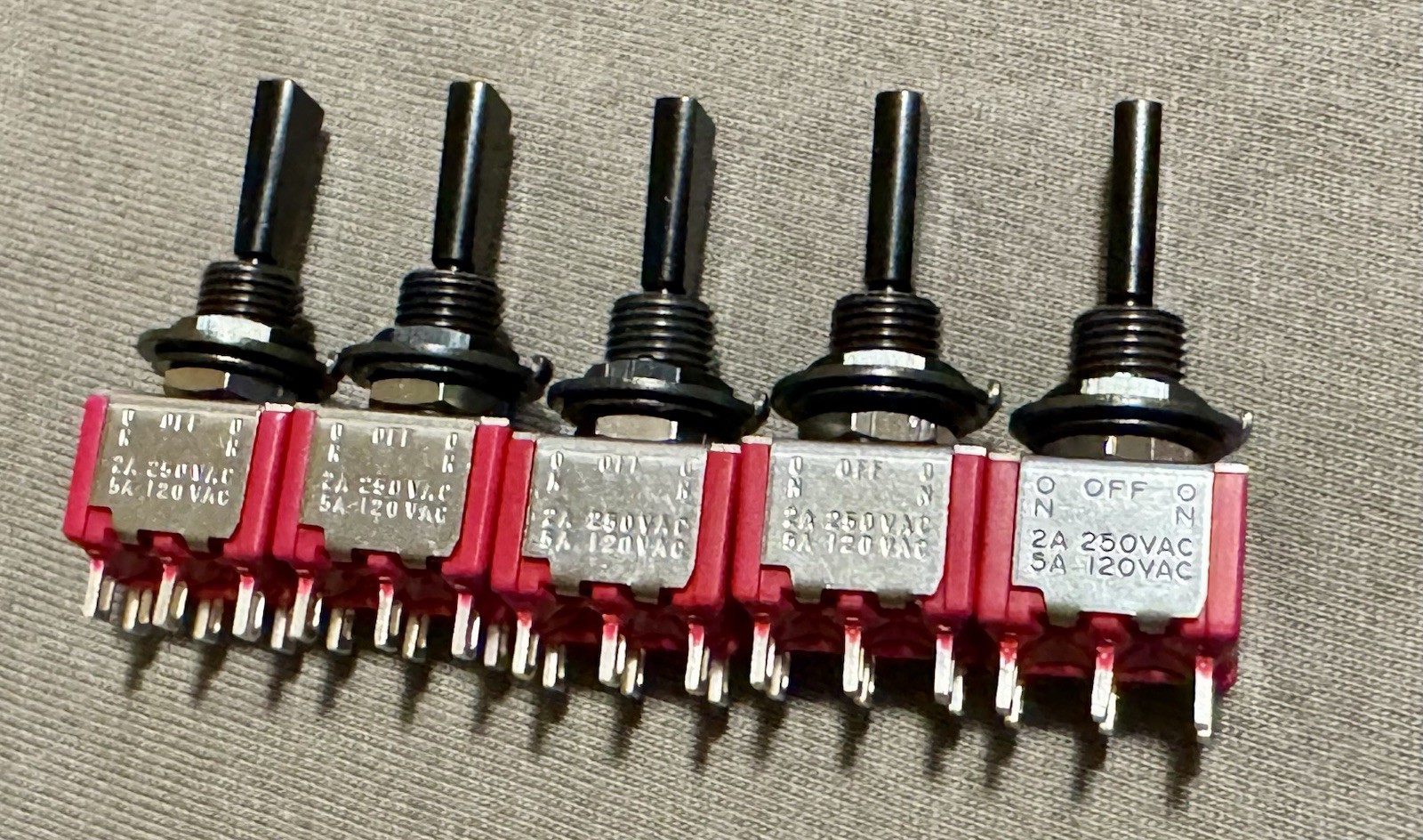 5 - C&K On-Off-On Flat Mini Toggle Switch