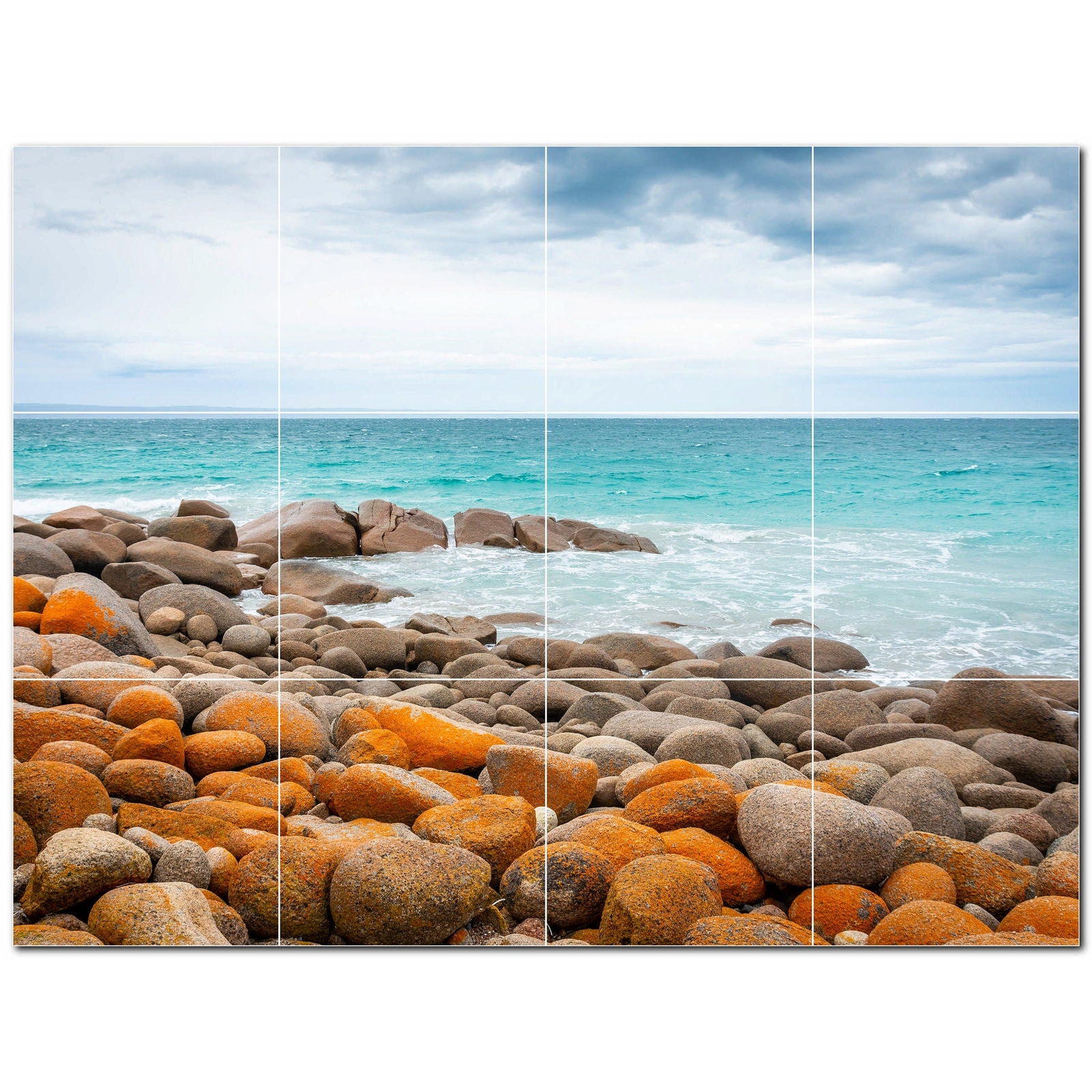 Rocks Ceramic Tile Wall Mural PT500930. 17" W x 12.75" H (12) 4.25 tiles
