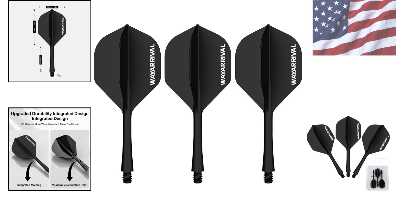 Unbreakable Integrated Dart Flights in 3 Pack - Effortless Setup, Stable Flight