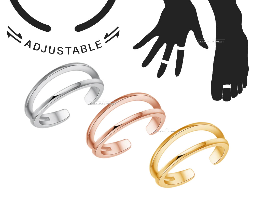 Toe Ring Double Band Adjustable Midi Finger Knuckle Thumb Stacking Ring Band