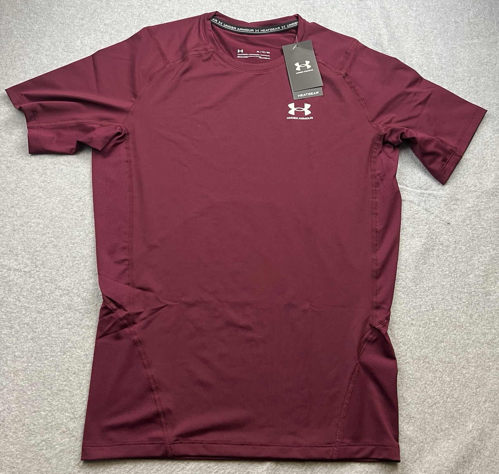 Under Armour Men's HeatGear Short Sleeve Compression Shirt Sz XL Maroon 1361518