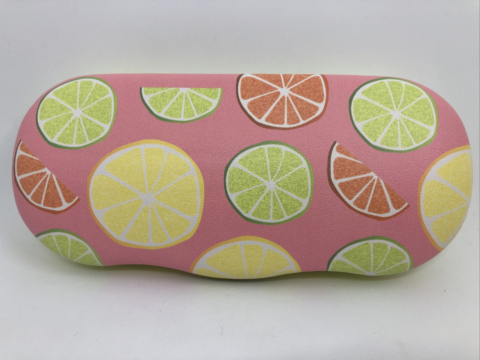 NEW Pink Lemons, Limes & Oranges Adult Hard Metal Clamshell Eyeglasses Case