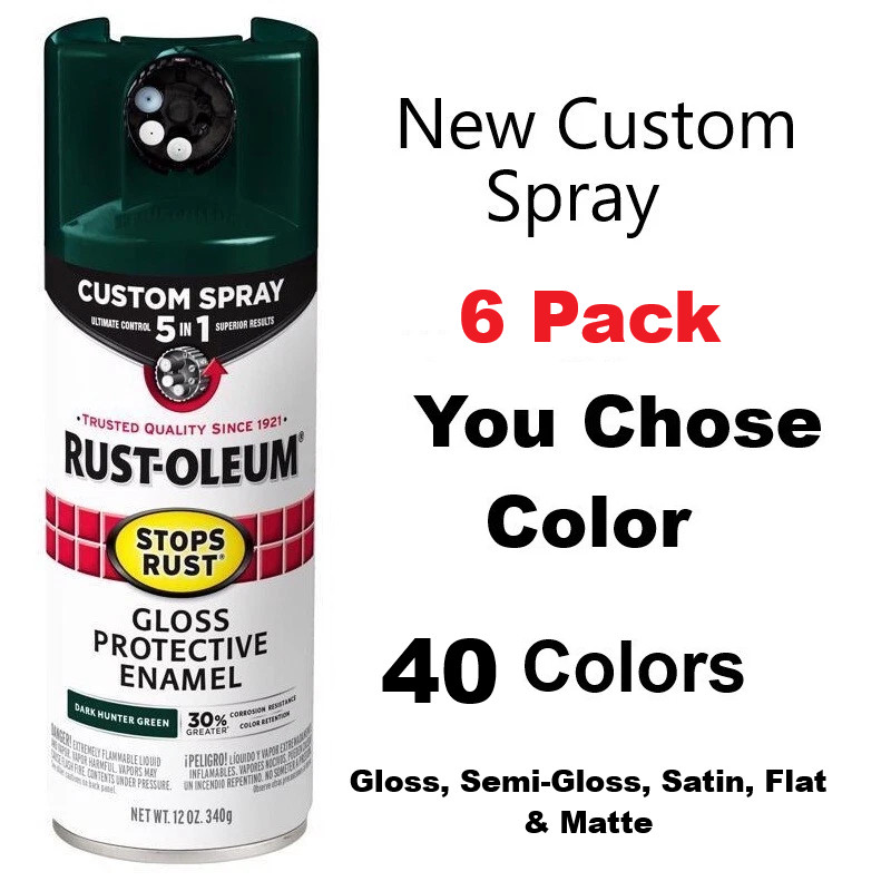 6pk Rust-Oleum Stops Rust Gloss Flat 12oz Spray Paint 5-IN-1 Enamel Custom Spray