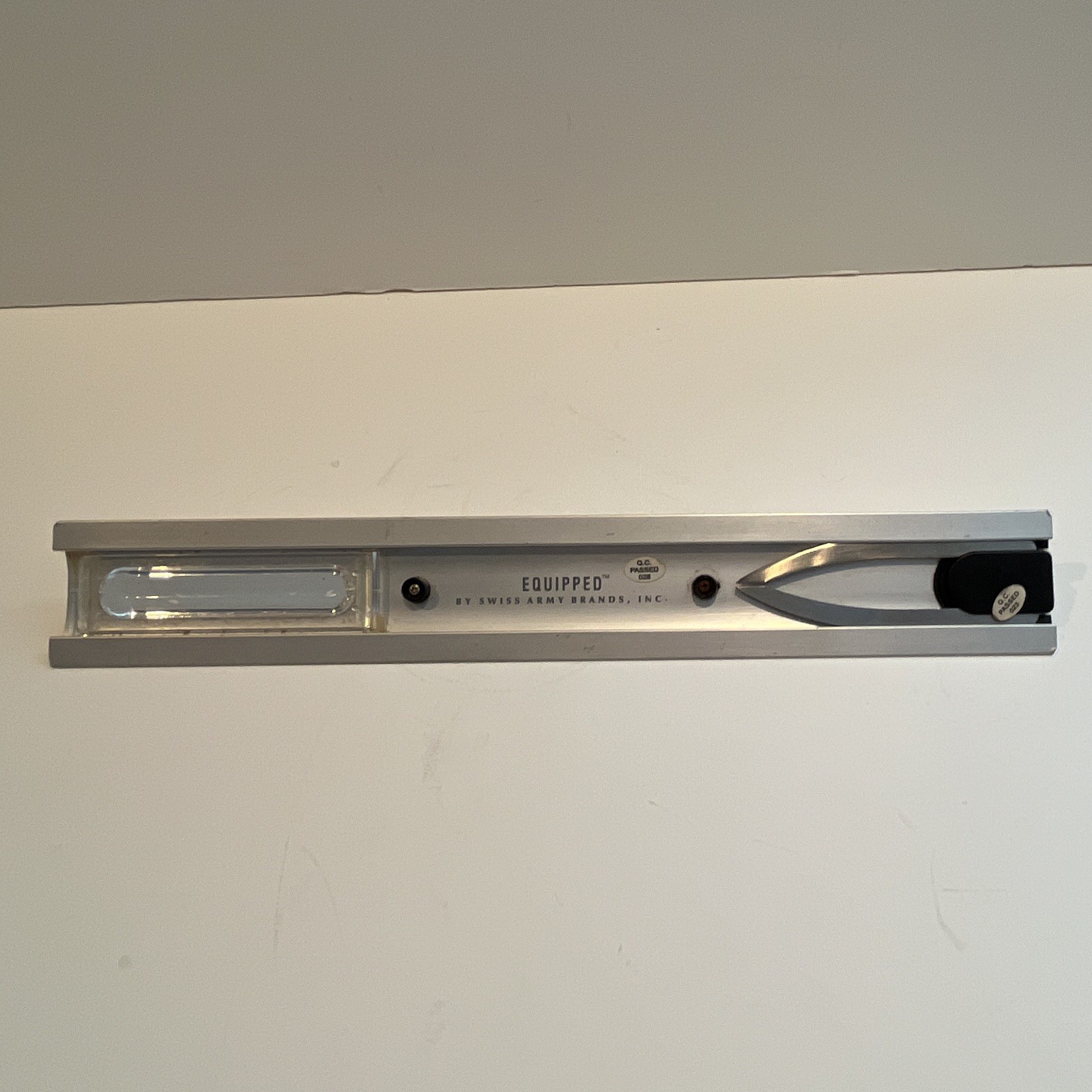 Equipped 12in Box Beam Level Ruler, Silver/Black Metal & Plastic