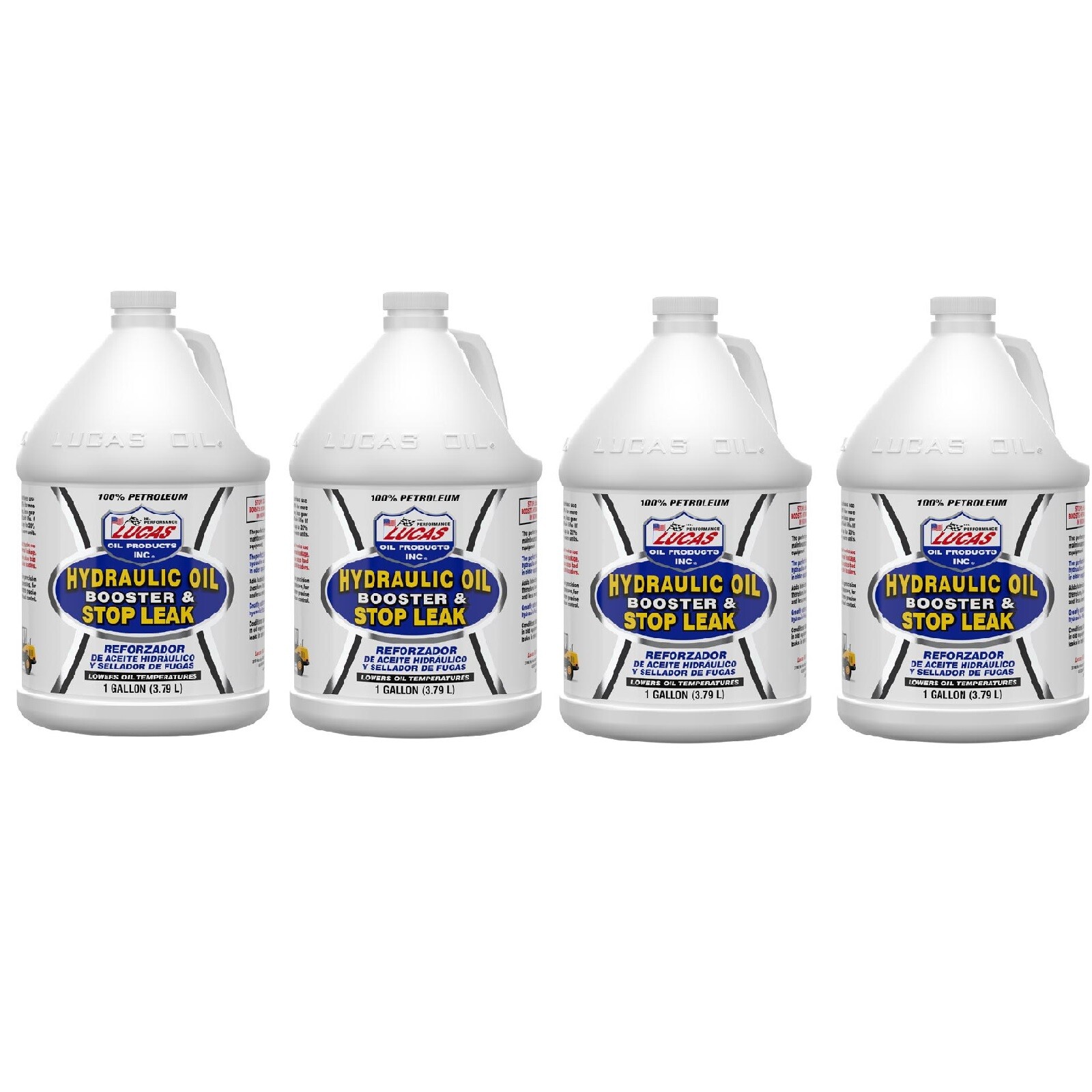 Lucas Oil Set of 4 Hydraulic Pressure Oil Booster & Stop Leak 1 Gallon Bottles