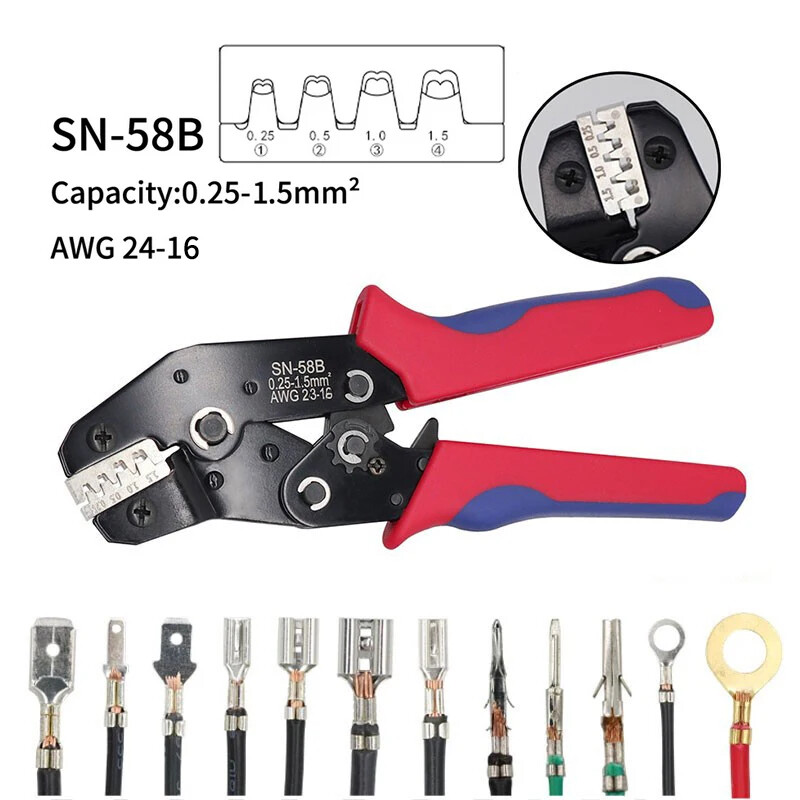 Ratchet Crimping Plier Crimper Tool 0.25-1.5mm² ,Terminal Wire Electrical Pliers