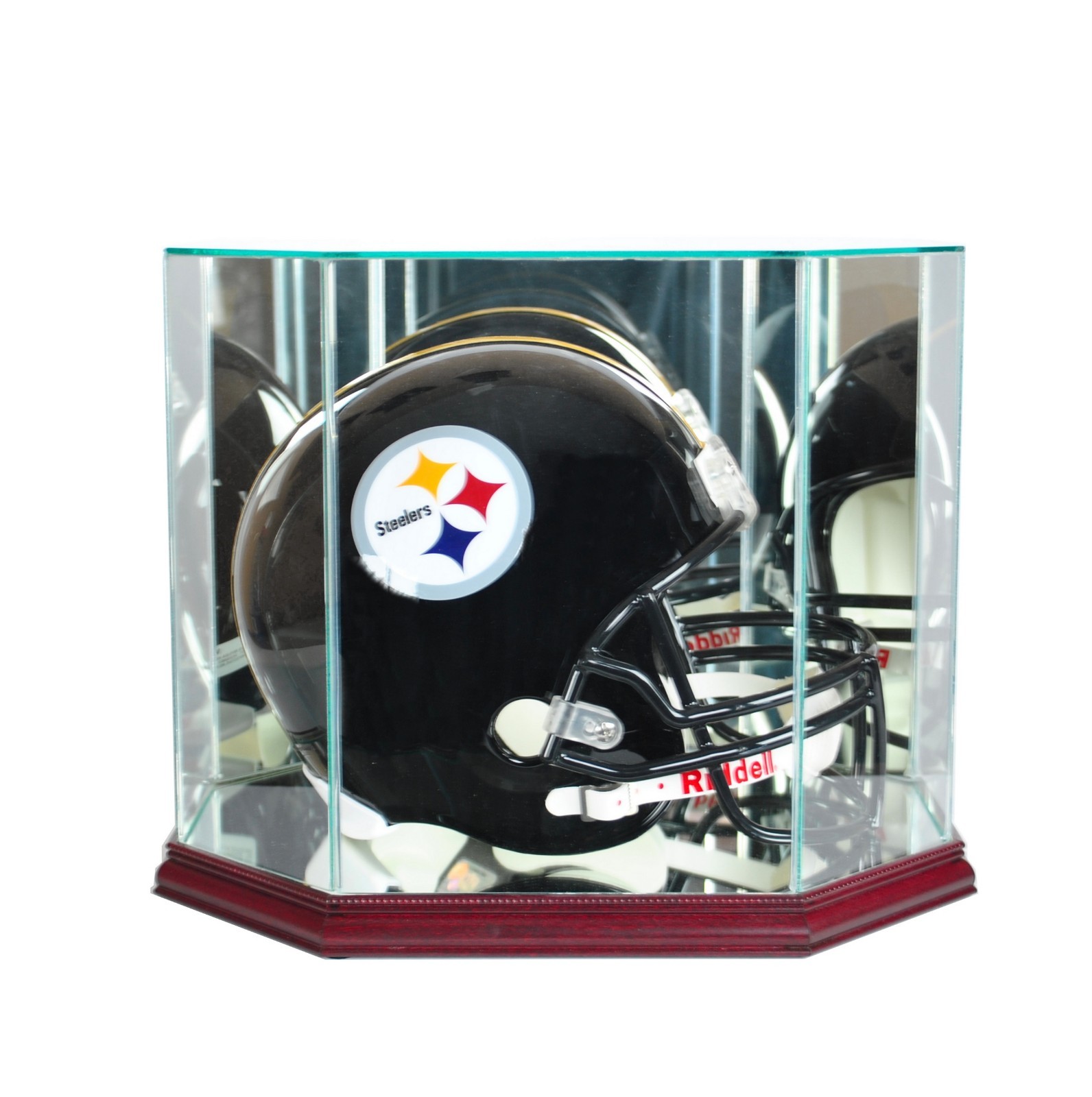 New F/S Glass Football Helmet Display Case Cherry Molding FREE SHIPPING Made USA