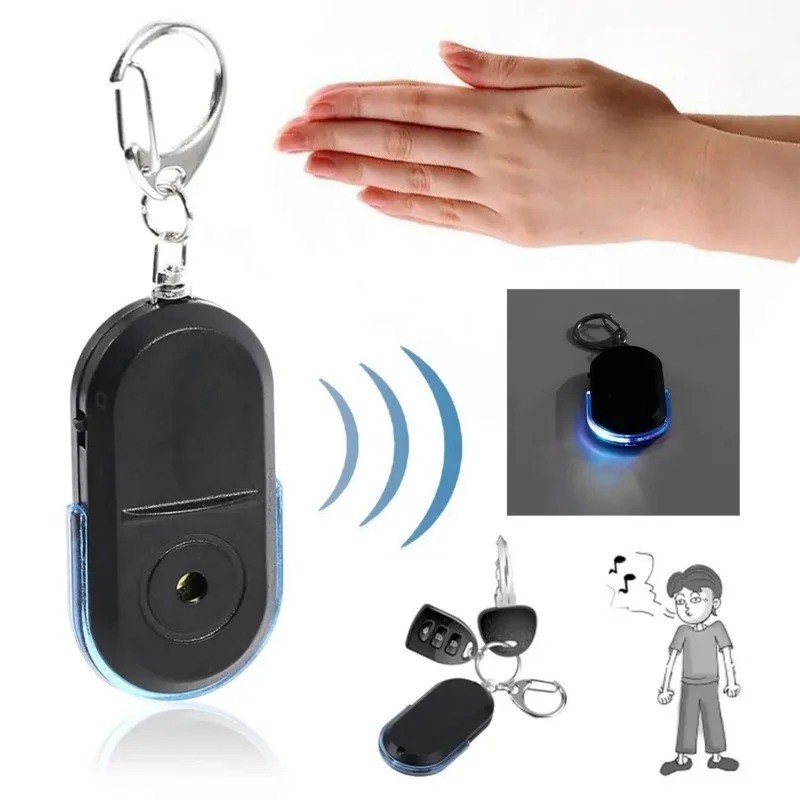 Key Finder Wireless Locator Anti-Lost Alarm Keychain Whistle Sound LED blue