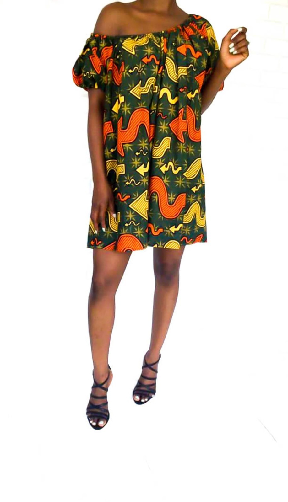 Elastic Mono Strap Elegant Dress with Belt African Print Women Fashion