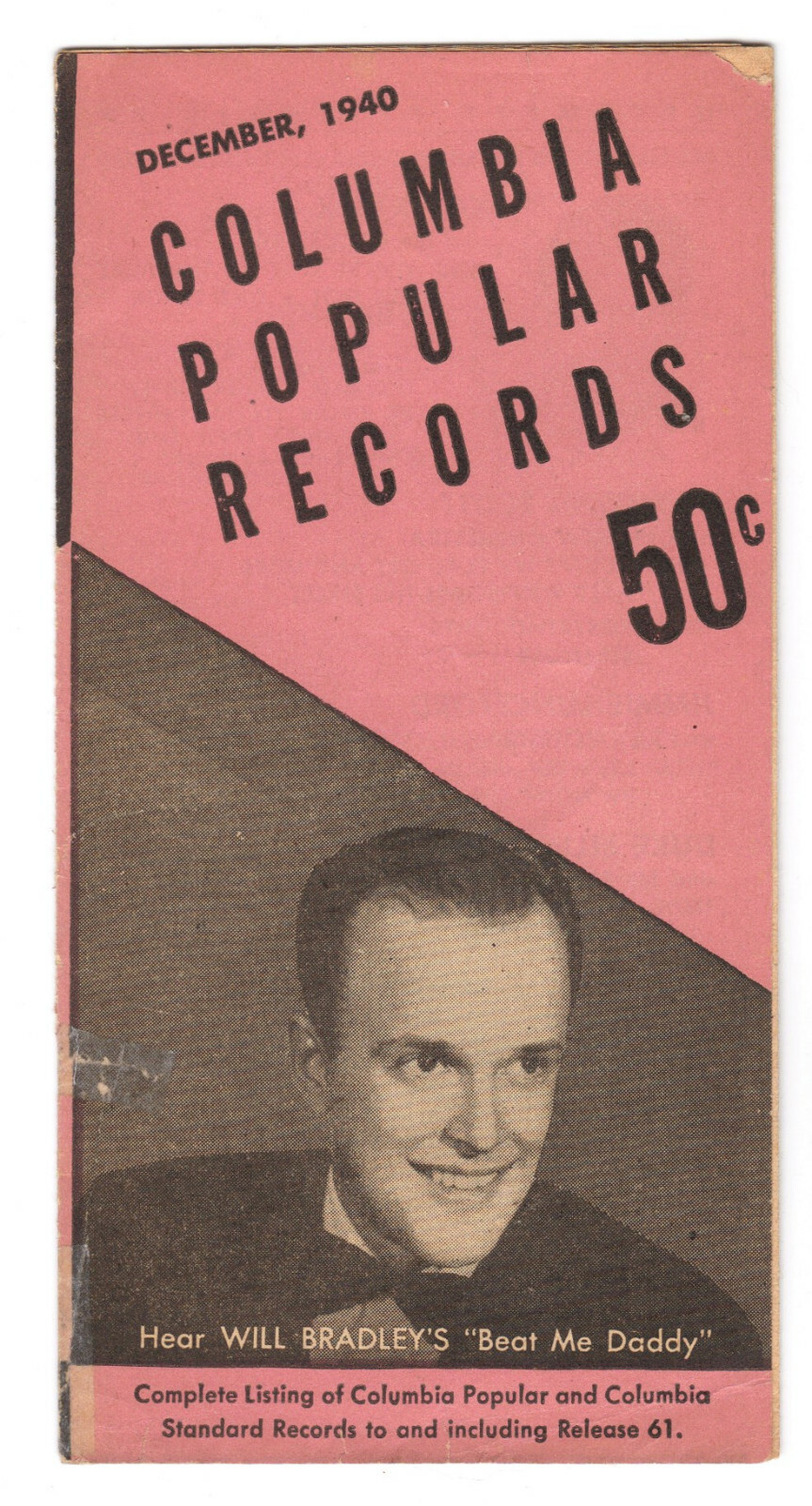 Columbia Popular Records Catalogue Supplement December 1940  Will Bradley Cover