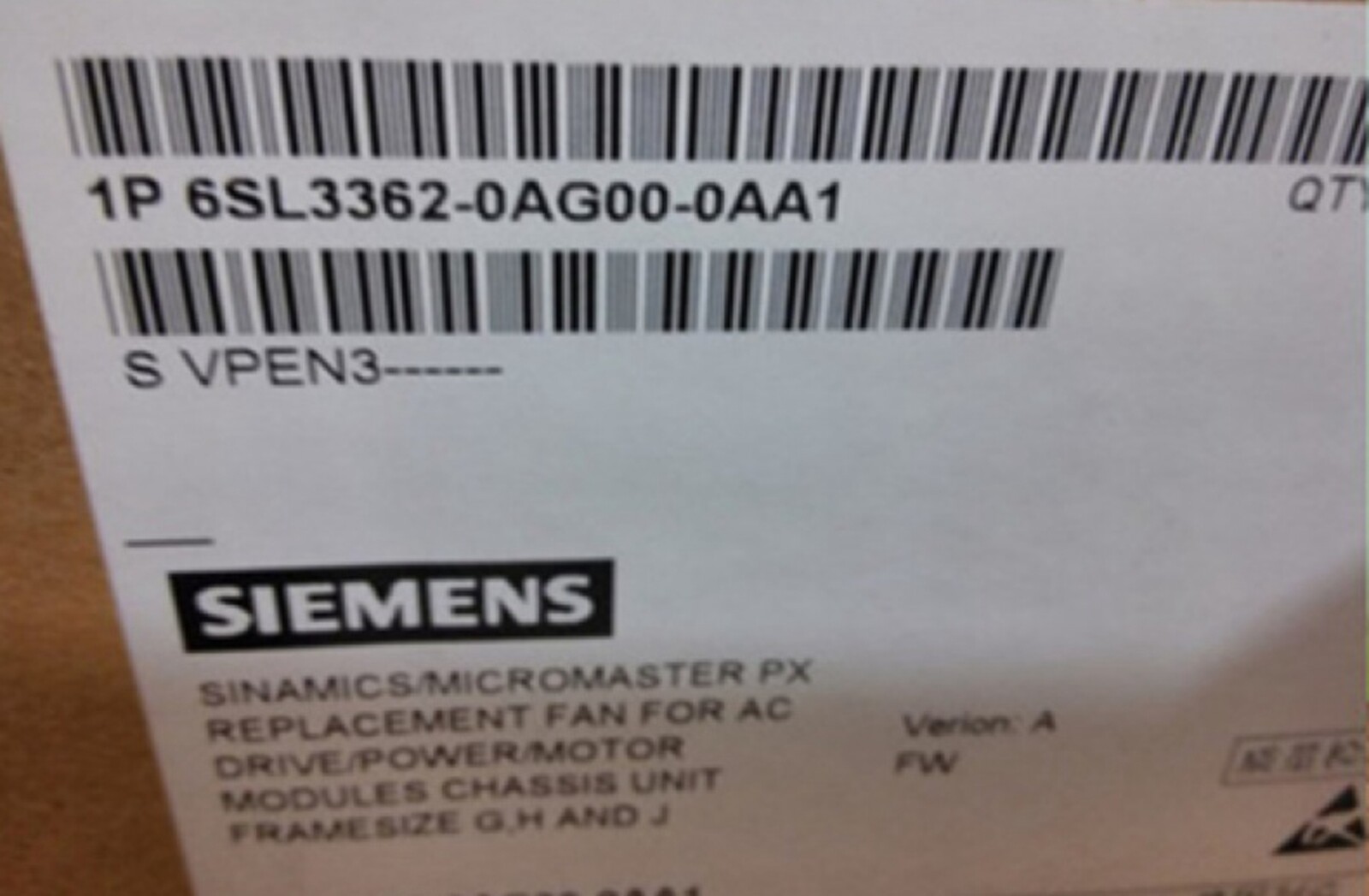 New In Box Siemens inverter cooling fan 6SL3362-0AG00-0AA1 G4E280-BC23-05