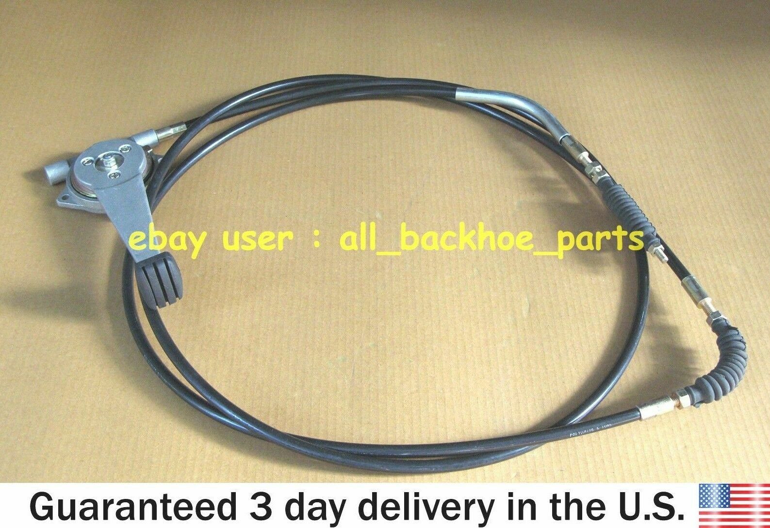 JCB BACKHOE - THROTTLE CABLE ASSEMBLY WITH LEVER & KNOB (PART NO. 334/E6422)