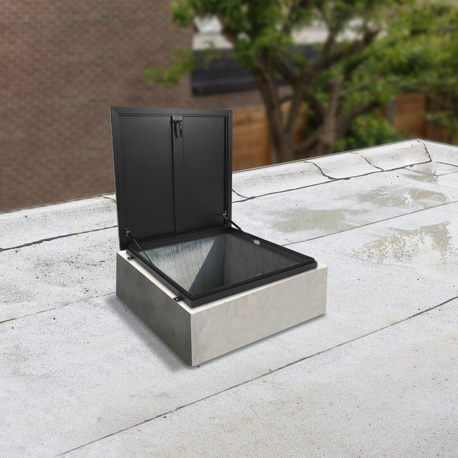 90° Aluminum Alloy Roof Hatch Roof Access Hatch Roof Security Door Black Square