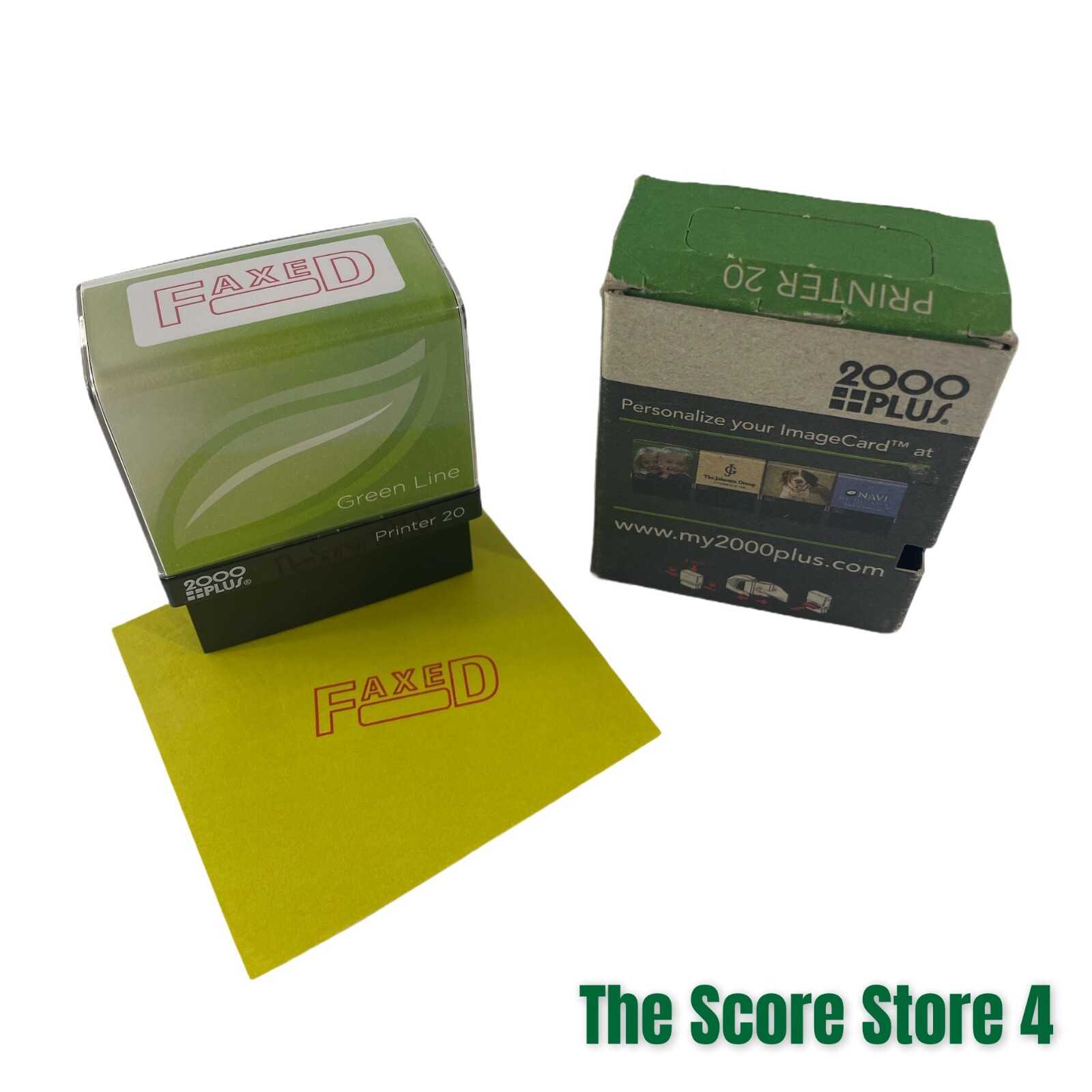 2000 Plus Green Line Message Stamp, Faxed, 1 1/2 x 9/16, Red (COS098369)