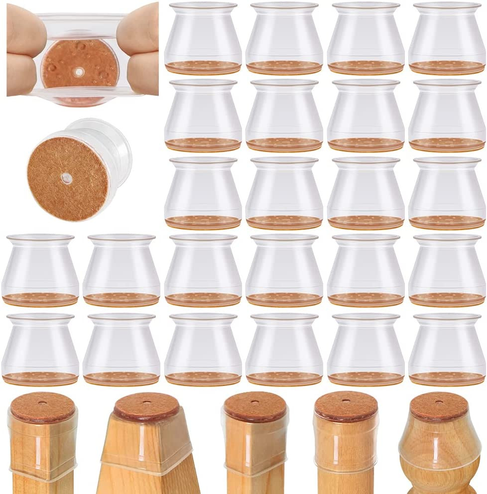 24 Pcs Chair Leg Floor Protectors for Hardwood Floors Silicone Covers to Protect