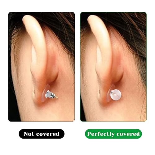 100 PCS Clear Rubber Earring Backs, Comfort Impenetrable Safety Backs TPE
