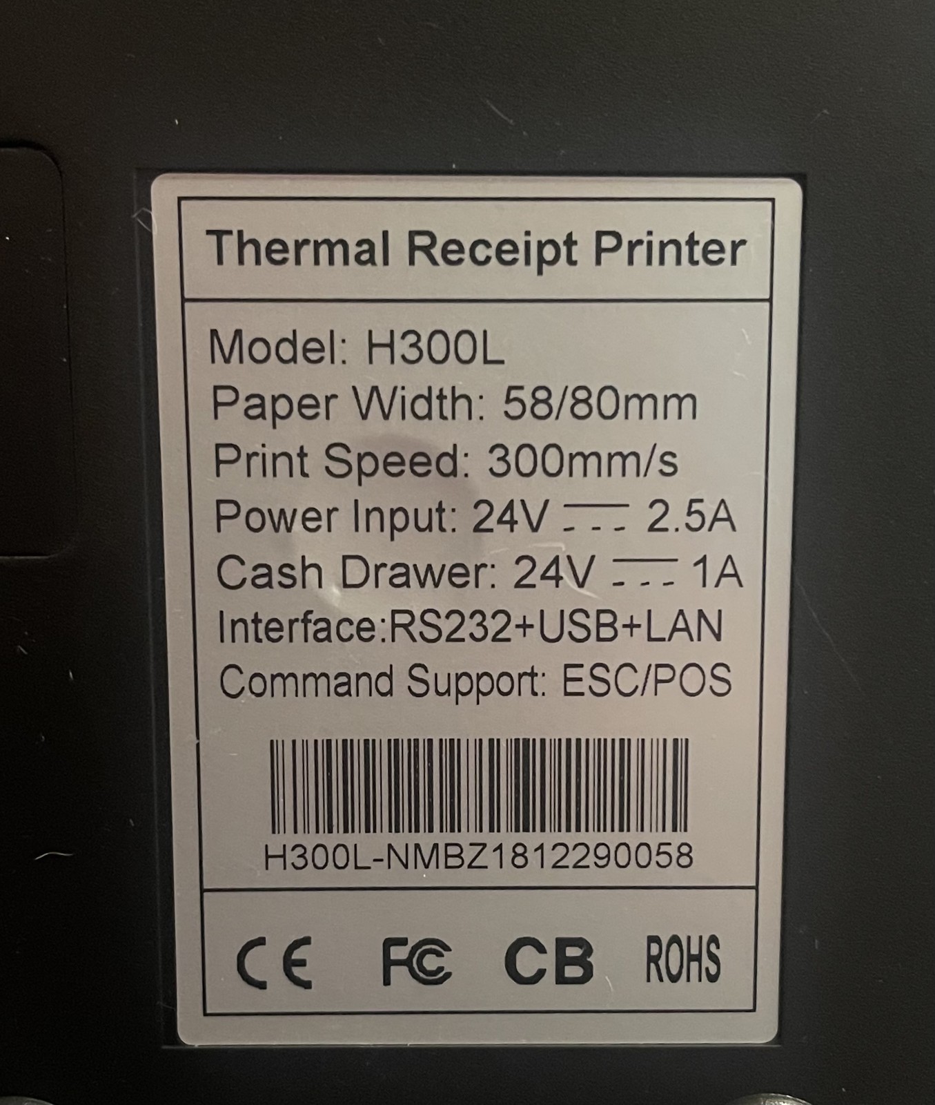Postron Restaurant Thermal Receipt Printer H300L