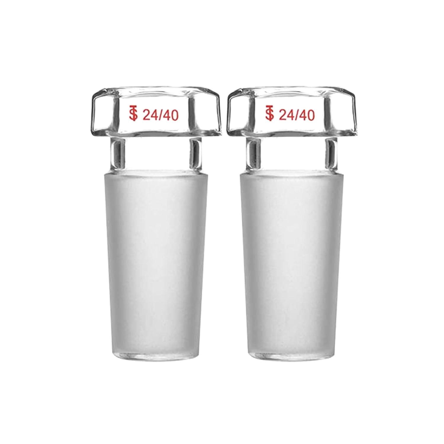 2 Pack 24/40 Hex Head Glass Hollow Stoppers Borosilicate Lab Joint Plugs Set Kit