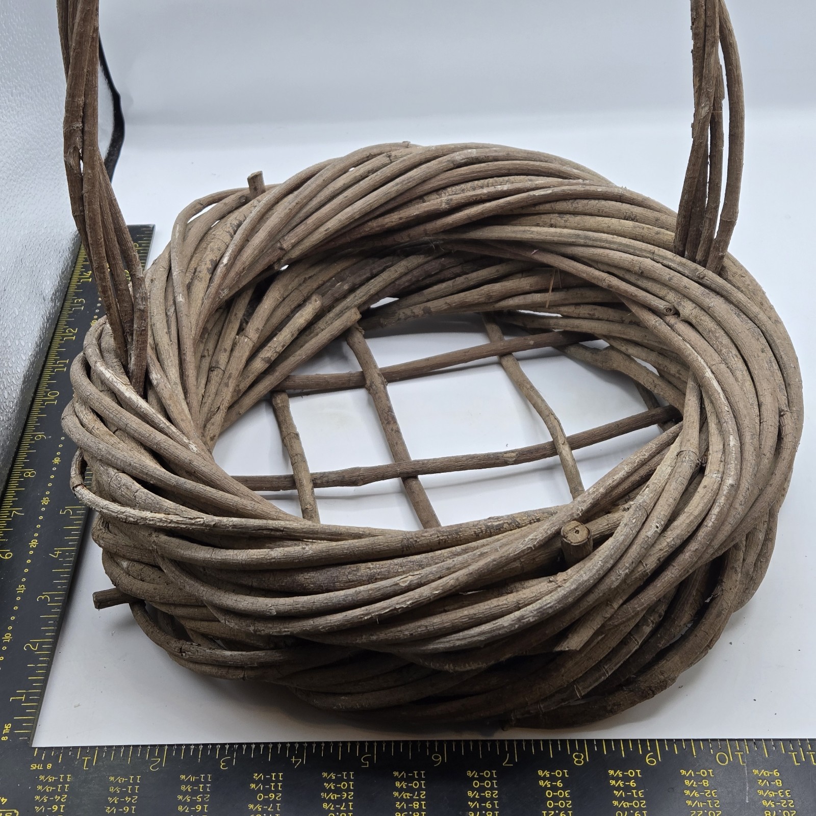 Cottage Core, Primative Grapevine Woven Basket With Handle 11"diameter 12"tall