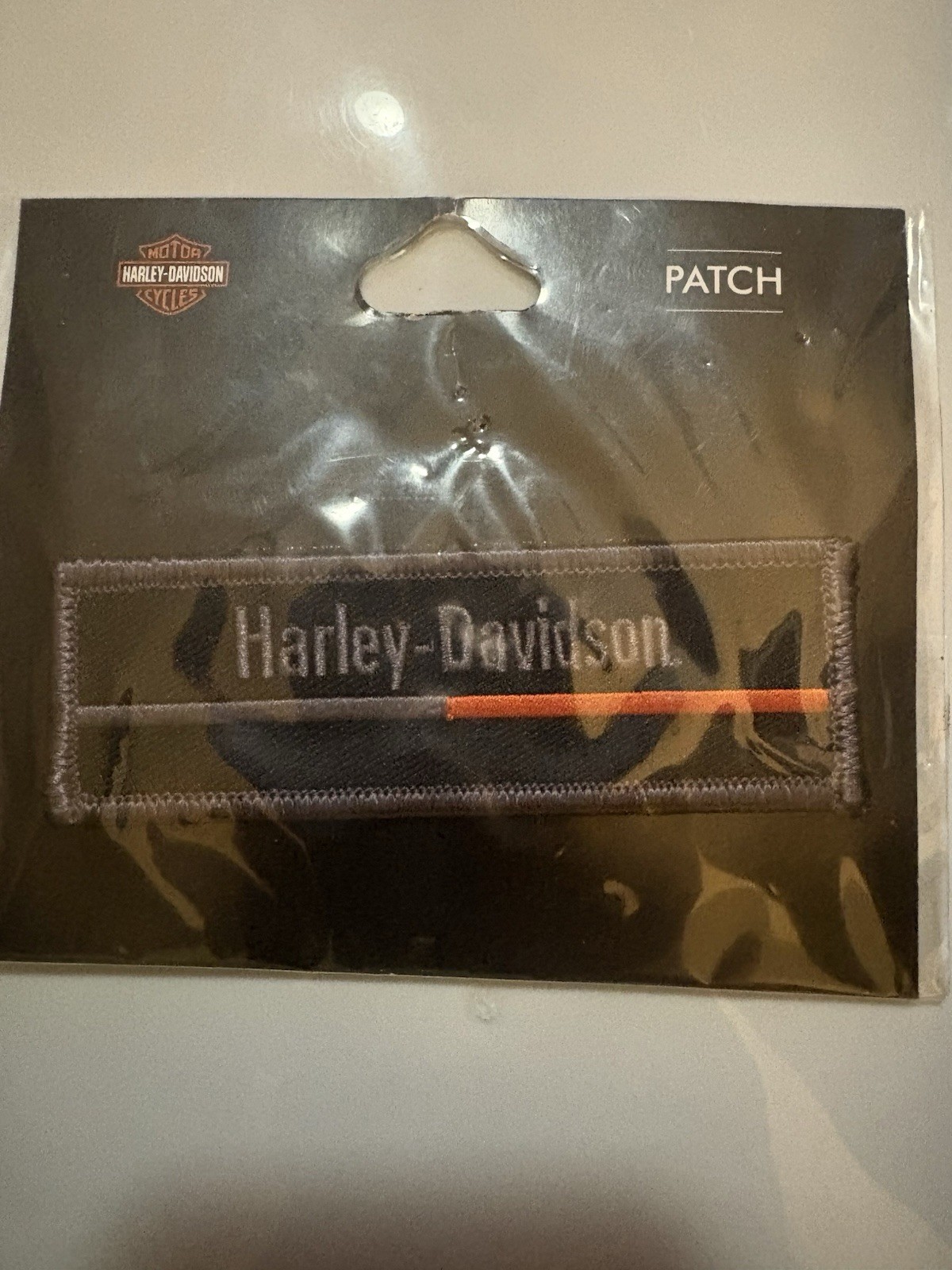 Harley-Davidson. Embroidered Minimal H-D Text Emblem Sew-On Patch, Gray,