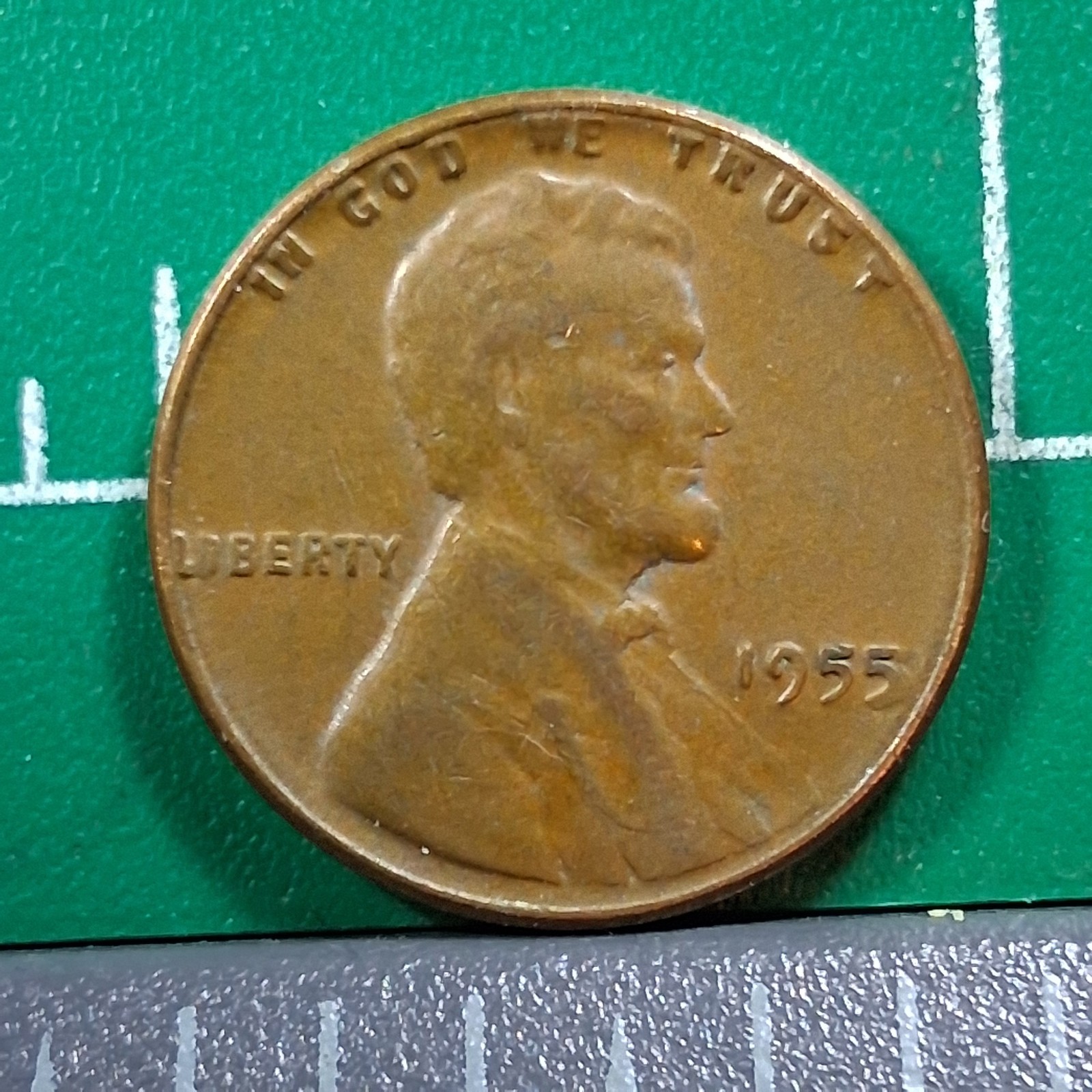 1955 United States USA Abraham Lincoln Wheat Penny 1 Cent Copper Coin